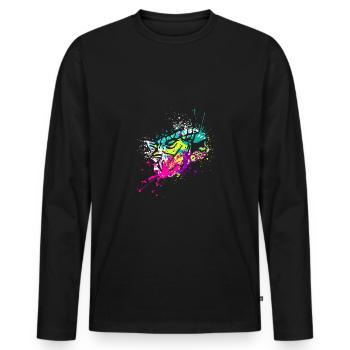 Splash art Dinosaur Ankylosaurus head - Männer Premium Bio Langarmshirt - Schwarz - Vorne - Nico (187cm)