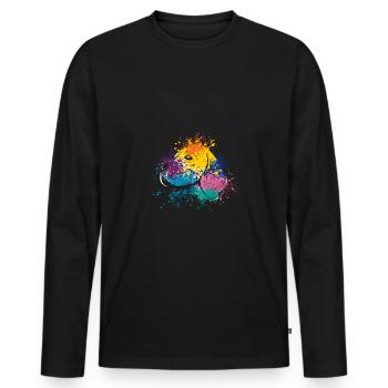 Colorful Splash Art Dog Lover Beagle Head - T-shirt manches longues Premium bio Homme - noir - Devant - Nico (187cm)