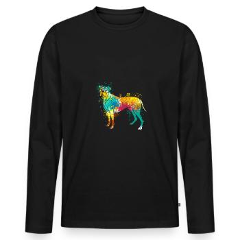 colorful splash art dog lover Boxer Dog - Männer Premium Bio Langarmshirt - Schwarz - Vorne - Nico (187cm)