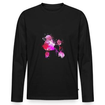 coloré splash art chien amoureux Caniche - T-shirt manches longues Premium bio Homme - noir - Devant - Nico (187cm)