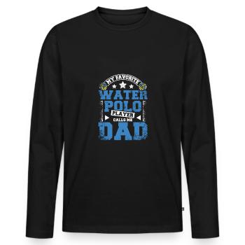 Père Mon joueur de water-polo préféré m’appelle papa - T-shirt manches longues Premium bio Homme - noir - Devant - Nico (187cm)