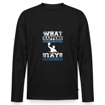 Happens underwater stays underwater, water polo - Männer Premium Bio Langarmshirt - Schwarz - Vorne - Nico (187cm)
