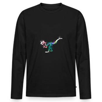 Splash art Dinosaur velociraptor skeleton - Männer Premium Bio Langarmshirt - Schwarz - Vorne - Nico (187cm)