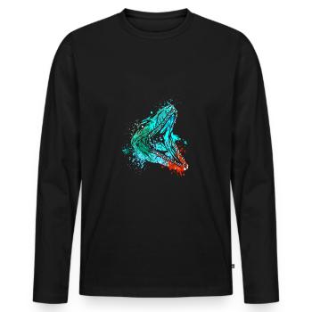 Splash art Marine Dinosaur mosasaurus tête - T-shirt manches longues Premium bio Homme - noir - Devant - Nico (187cm)