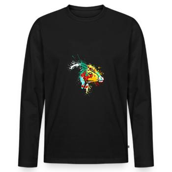 Splash art Dinosaur Parasaurolophus head - Männer Premium Bio Langarmshirt - Schwarz - Vorne - Nico (187cm)