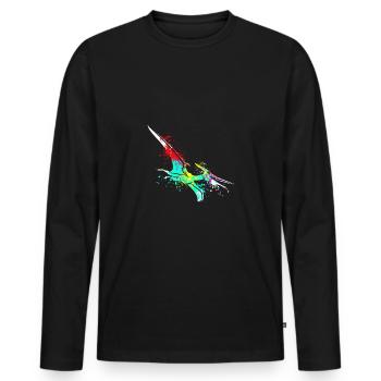 Splash art Dinosaur pterosaurs - Men's Premium Organic Long Sleeve Shirt - black - Front - Nico (187cm)