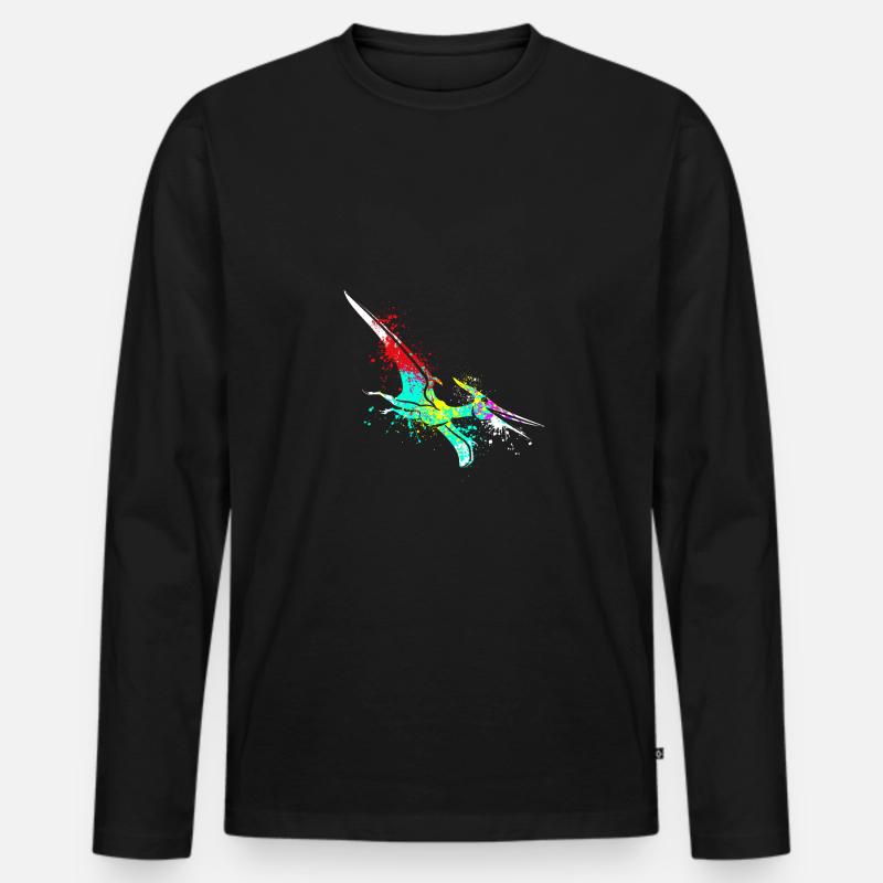 Splash art Dinosaur pterosaurs - Männer Premium Bio Langarmshirt - Schwarz