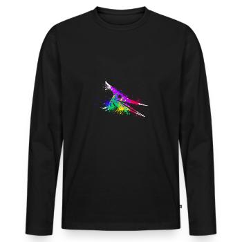 Splash art Dinosaur pterosaurs head - Men's Premium Organic Long Sleeve Shirt - black - Front - Nico (187cm)