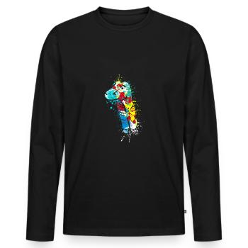 Splash art Tête de dinosaure sauropode diplodocus - T-shirt manches longues Premium bio Homme - noir - Devant - Nico (187cm)