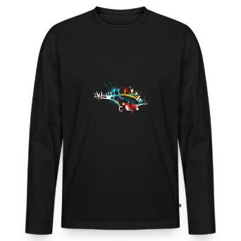 Splash art Dinosaur Stegosaurus - Männer Premium Bio Langarmshirt - Schwarz - Vorne - Nico (187cm)