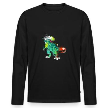Éclaboussure Dinosaure Tyrannosaurus rex T-rex - T-shirt manches longues Premium bio Homme - noir - Devant - Nico (187cm)