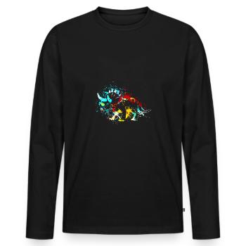 Splash art Dinosaur Triceratops - Männer Premium Bio Langarmshirt - Schwarz - Vorne - Nico (187cm)