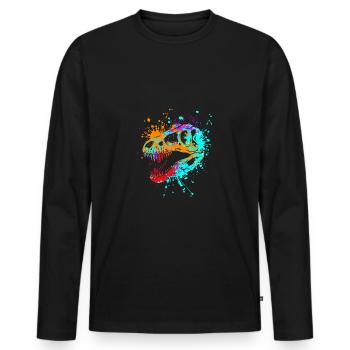 Splash Dinosaur Tyrannosaurus rex T-rex head - Men's Premium Organic Long Sleeve Shirt - black - Front - Nico (187cm)
