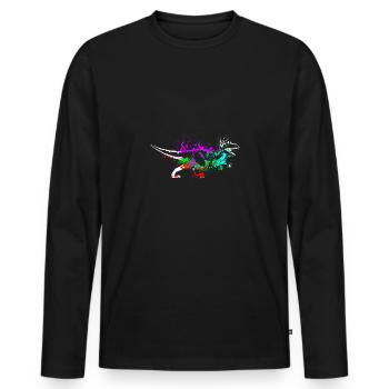 Splash art Dinosaur velociraptor - Männer Premium Bio Langarmshirt - Schwarz - Vorne - Nico (187cm)
