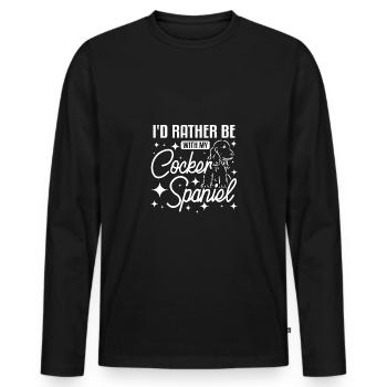 I'd rather be with my cocker spaniel - Männer Premium Bio Langarmshirt - Schwarz - Vorne - Nico (187cm)