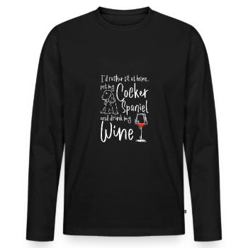 Pet my cocker spaniel and drink wine - Men's Premium Organic Long Sleeve Shirt - black - Front - Nico (187cm)