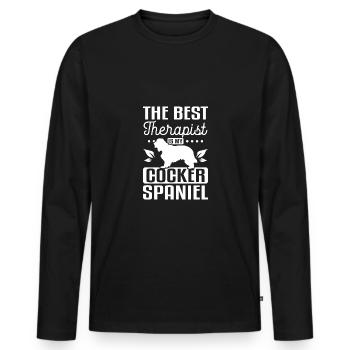 Le meilleur thérapeute est mon cocker spaniel - T-shirt manches longues Premium bio Homme - noir - Devant - Nico (187cm)