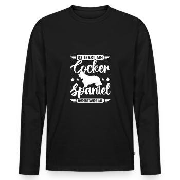 At least my cocker spaniel understands me - Men's Premium Organic Long Sleeve Shirt - black - Front - Nico (187cm)