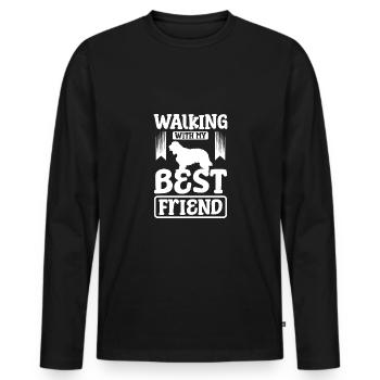 Marcher avec mon meilleur cocker fiend spaniel - T-shirt manches longues Premium bio Homme - noir - Devant - Nico (187cm)