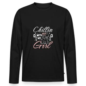 Chillin avec ma fille cocker spaniel - T-shirt manches longues Premium bio Homme - noir - Devant - Nico (187cm)