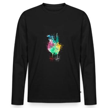 Colerfull Splash Art Farm animals chicken - Men's Premium Organic Long Sleeve Shirt - black - Front - Nico (187cm)