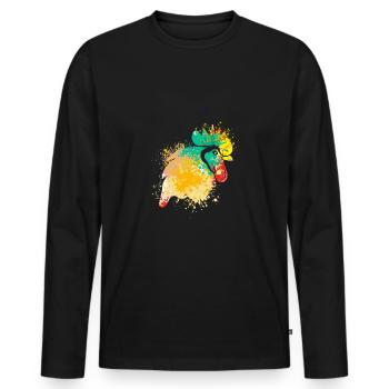 Colerfull Splash Art Farm animals chicken head - Men's Premium Organic Long Sleeve Shirt - black - Front - Nico (187cm)