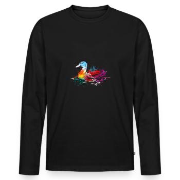 Colerfull Splash Art Farm animaux Canard - T-shirt manches longues Premium bio Homme - noir - Devant - Nico (187cm)