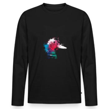 Colerfull Splash Art Farm animals Duck Head - Men's Premium Organic Long Sleeve Shirt - black - Front - Nico (187cm)