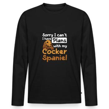 Je ne peux pas J’ai des projets avec mon cocker spaniel - T-shirt manches longues Premium bio Homme - noir - Devant - Nico (187cm)