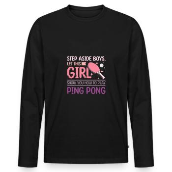 Laissez cette fille vous montrer comment jouer au ping-pong - T-shirt manches longues Premium bio Homme - noir - Devant - Nico (187cm)