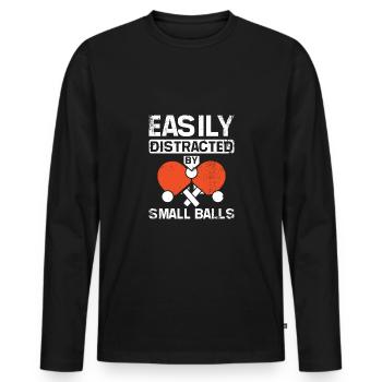 Facilement distrait par de petites balles de ping-pong - T-shirt manches longues Premium bio Homme - noir - Devant - Nico (187cm)