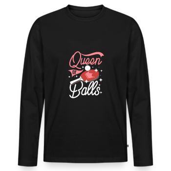 Femmes Fille Drôle Reine des balles de ping-pong - T-shirt manches longues Premium bio Homme - noir - Devant - Nico (187cm)