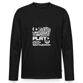 J’aime jouer avec des volants de badminton - T-shirt manches longues Premium bio Homme - noir - Devant - Nico (187cm)