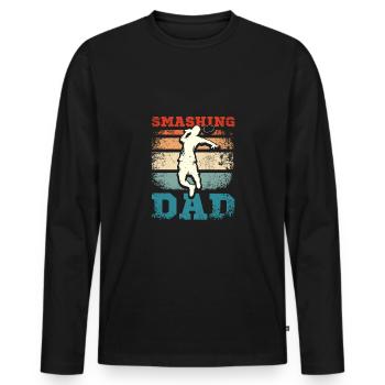 Father's day Smashing badminton dad - Men's Premium Organic Long Sleeve Shirt - black - Front - Nico (187cm)