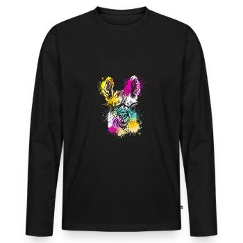 Colorful Splash Art Farm animals alpaca Llama head - Men's Premium Organic Long Sleeve Shirt - black - Front - Nico (187cm)