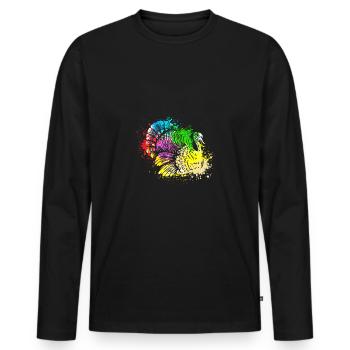 Colorful Splash Farm animals thanksgiving Turkey - Men's Premium Organic Long Sleeve Shirt - black - Front - Nico (187cm)
