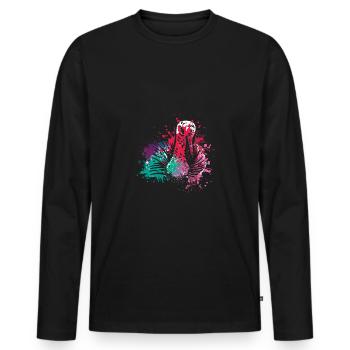 Colorful Splash Farm animals thanksgiving Turkey - Men's Premium Organic Long Sleeve Shirt - black - Front - Nico (187cm)