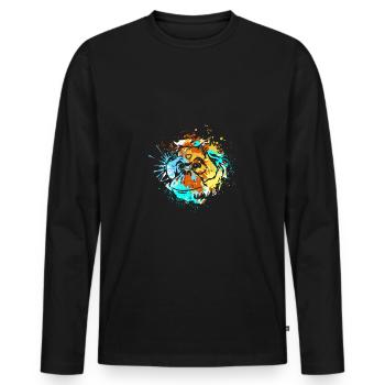 Splash Art Affe Borneo Orang Utan - Männer Premium Bio Langarmshirt - Schwarz - Vorne - Nico (187cm)