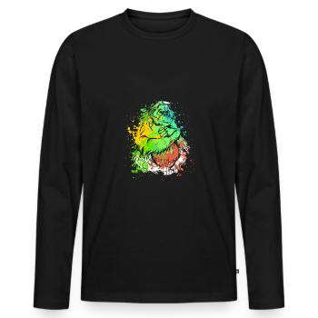 Splash Art Affe Borneo Orang Utan - Männer Premium Bio Langarmshirt - Schwarz - Vorne - Nico (187cm)