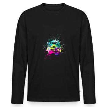 Splash Art Otter Riesenotter See otter - Männer Premium Bio Langarmshirt - Schwarz - Vorne - Nico (187cm)