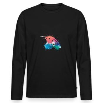 Splash Art Zwergpinguin Kaiserpinguin - Männer Premium Bio Langarmshirt - Schwarz - Vorne - Nico (187cm)