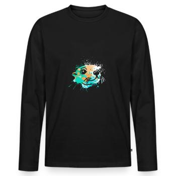 Splash Art Seal Sea Lion Seal - Men's Premium Organic Long Sleeve Shirt - black - Front - Nico (187cm)