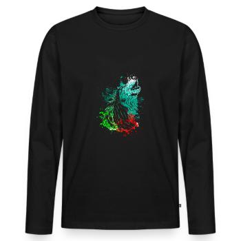 Splash Art Heulender Wolf - Männer Premium Bio Langarmshirt - Schwarz - Vorne - Nico (187cm)