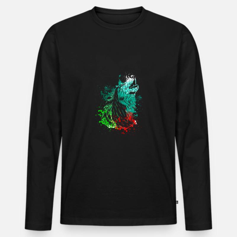 Splash Art Heulender Wolf - Männer Premium Bio Langarmshirt - Schwarz