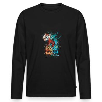 Splash Art Siberian Indian tiger - Men's Premium Organic Long Sleeve Shirt - black - Front - Nico (187cm)
