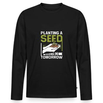 planting aseeds is believing in tomorrow botanist - Männer Premium Bio Langarmshirt - Schwarz - Vorne - Nico (187cm)