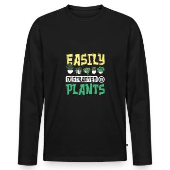 Easily distracted by plants Botanist - Männer Premium Bio Langarmshirt - Schwarz - Vorne - Nico (187cm)