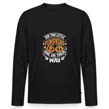 Pregnancy twins Our two little pumpkins on the way - Männer Premium Bio Langarmshirt - Schwarz - Vorne - Nico (187cm)