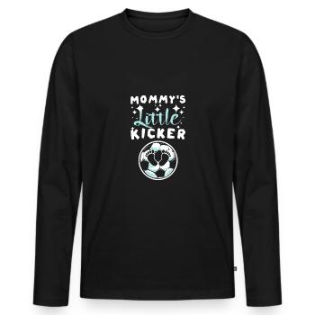 Pregnancy Soccer mommy's little kicker - Männer Premium Bio Langarmshirt - Schwarz - Vorne - Nico (187cm)
