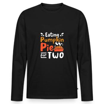 Grossesse Thanksgiving Manger de la tarte à la citrouille pour deux - T-shirt manches longues Premium bio Homme - noir - Devant - Nico (187cm)